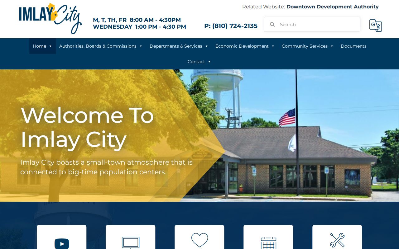 Lapeer County warrant records source showing Imlay City Hall hours and drop-box information